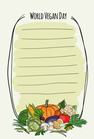 Banner with hand drawn vegetables on white background. Vector illustration.のイラスト素材