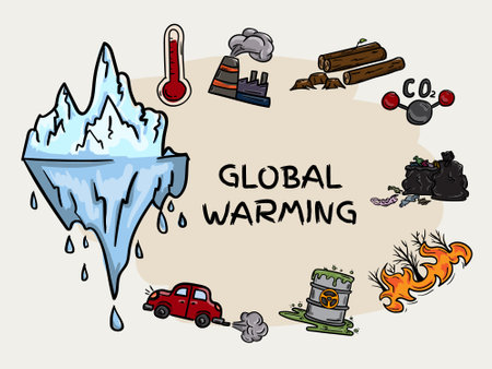 Global warming concept with icons design, vector illustration 10 eps graphic.のイラスト素材