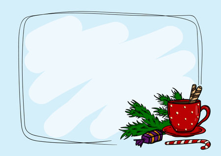 Vector winter christmas card template with fir branches and christmas elementsのイラスト素材