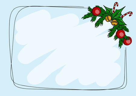 Vector winter christmas card template with fir branches and christmas elementsのイラスト素材