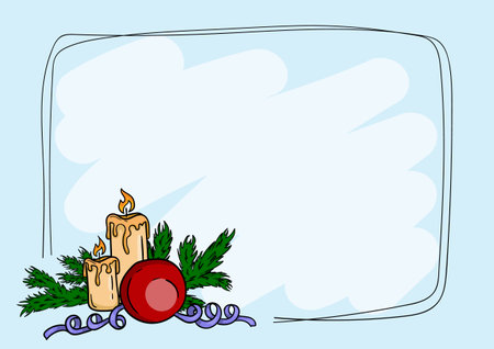 Vector winter christmas card template with fir branches and christmas elementsのイラスト素材