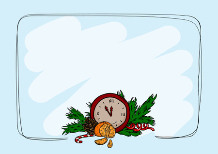 Vector winter christmas card template with fir branches and christmas elementsのイラスト素材