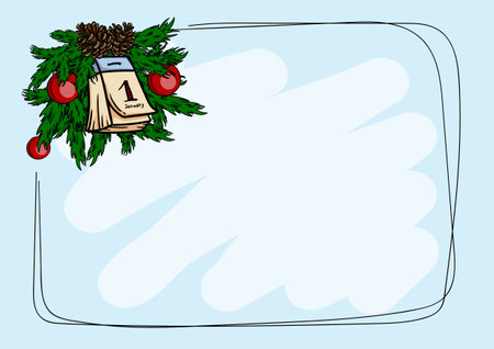 Vector winter christmas card template with fir branches and christmas elementsのイラスト素材