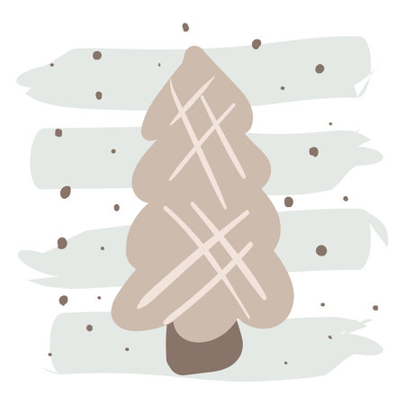Vector illustration of christmas tree in scandinavian style minimalism for greeting card or bannerのイラスト素材