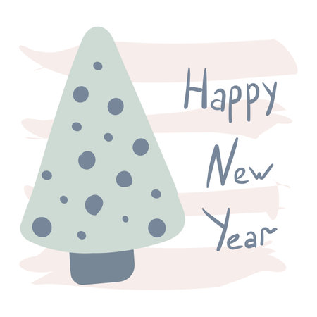 Vector illustration of christmas tree in scandinavian style minimalism for greeting card or bannerのイラスト素材