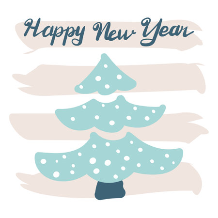 Vector illustration of christmas tree in scandinavian style minimalism for greeting card or bannerのイラスト素材