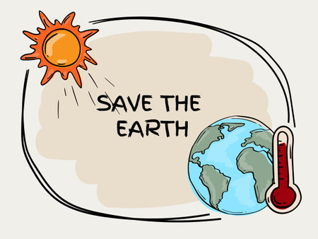 Colored hand-drawn illustration dedicated to climate change and global warming.のイラスト素材