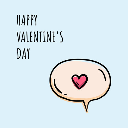 Cute valentine card with quote box with heart and text Happy Valentines Dayのイラスト素材