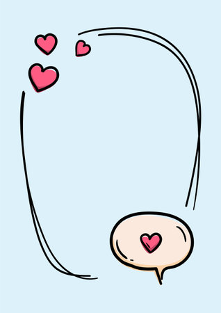 Valentines card with quote box, hearts and frame for textのイラスト素材