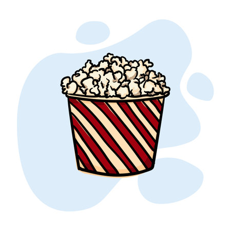 Hand Drawn Drawing Of Big Bucket Of Popcorn For Cinemaのイラスト素材