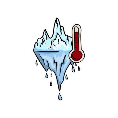 Iceberg melting due to global warming and climate changeのイラスト素材