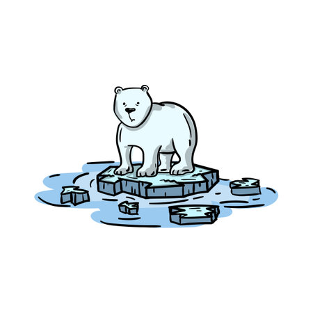 Polar bear on a melting ice floe Global warmingのイラスト素材