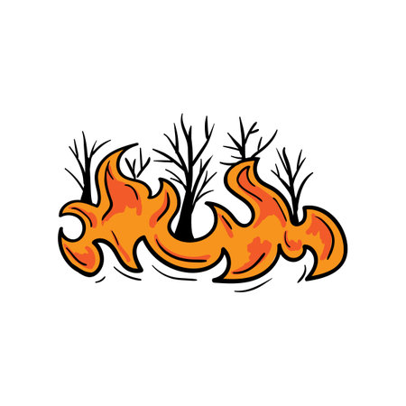 Trees are on fire. The problem of forest firesのイラスト素材