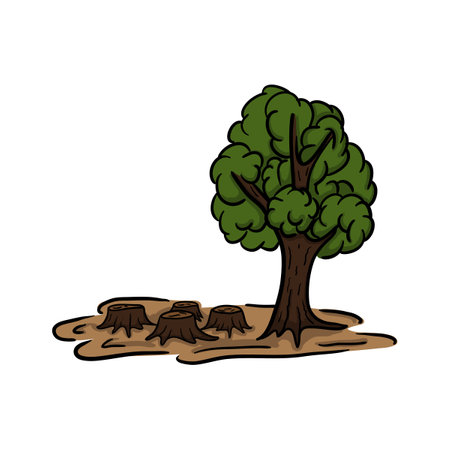 Tree and stumps from a cut down forest.のイラスト素材