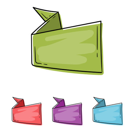 Origami banner. Bright vector image isolated on white background. Design element for a website, post, ad, advertisementのイラスト素材