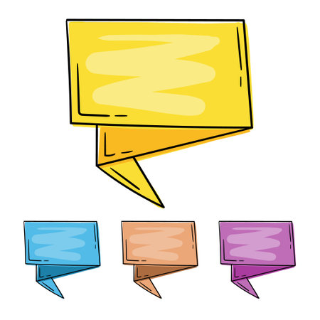 Text block for promotion, advertisement, website. Bright vector editable origami banner illustrationのイラスト素材