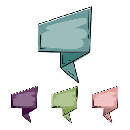 Bright vector dialog window illustration isolated on white background. Origami banner, design element for advertisingのイラスト素材