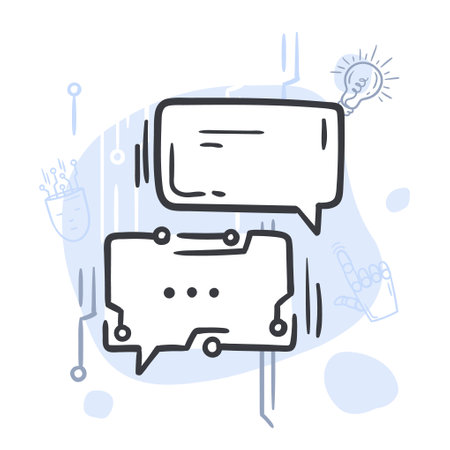 Dialogue with artificial intelligence. Digital speech bubble. Concept, innovation and computer technologyのイラスト素材