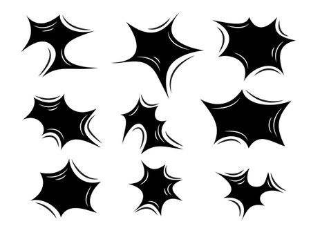 Vector set of comic book windows of different shapes and sizes. Black symbols on a white background. Design elementsのイラスト素材