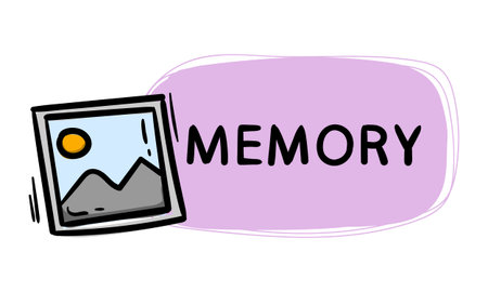Memory. Simple vector sticker with photo icon and text. editable hand drawn element for decoration,...