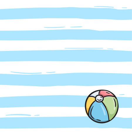 Simple seamless pattern with blue stripes and baby ball. Bright vector background for banner, wrapping paper, print, fabric.のイラスト素材