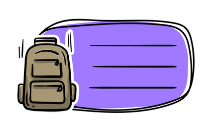 Bright school sticker with a school backpackのイラスト素材