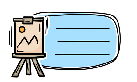 Bright school sticker with an easel for drawingのイラスト素材