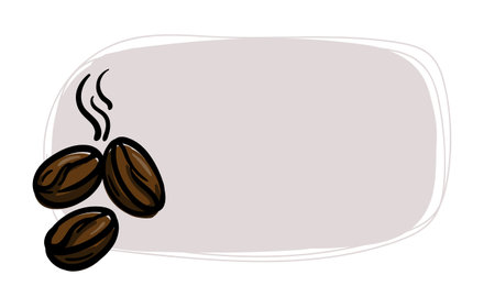 Simple vector sticker with coffee beans. Template for price tag, label. Hand drawn illustration. Icons signs and symbols for designのイラスト素材