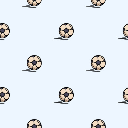 Vector seamless pattern with soccer ball. Hand drawn background related to board games, leisure, sports and hobbies. Set of icons, signs and symbolsのイラスト素材