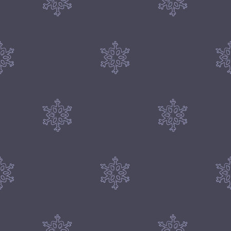 Christmas and New Year seamless pattern with snowflakes. Dark background with light pattern for design, decoration, wrapping paper, printのイラスト素材