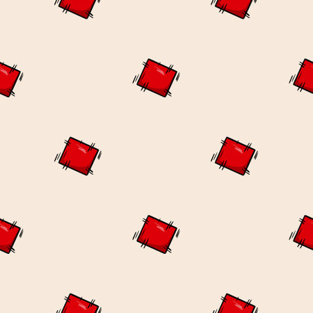 Seamless pattern with red patch. Vector background associated with handmade, needlework. Design for decorations, wrapping paper, printのイラスト素材