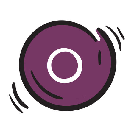 Round burgundy button with a white circle. Simple vector element on white background. Hand drawn post icon for website design, bannerのイラスト素材