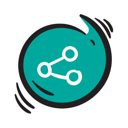 Round turquoise button with white symbol. Simple vector element on white background. Hand drawn share icon for website design, bannerのイラスト素材