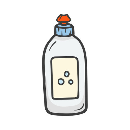A can of dish detergent. Bright vector illustration isolated on white background for childrens book, sticker, posterWebのイラスト素材