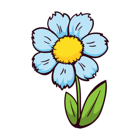 Bright cartoon flower on a white background. Vector illustration for childrens book, banner, poster, stickerのイラスト素材