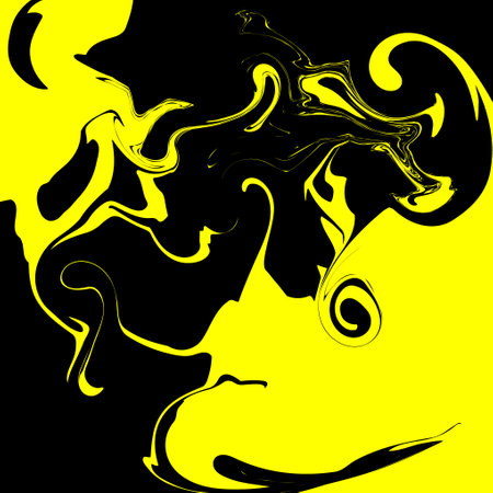 Bright marble background with streaks. Acid futuristic design with yellow and black colors. Abstract stains and splashes of paintのイラスト素材