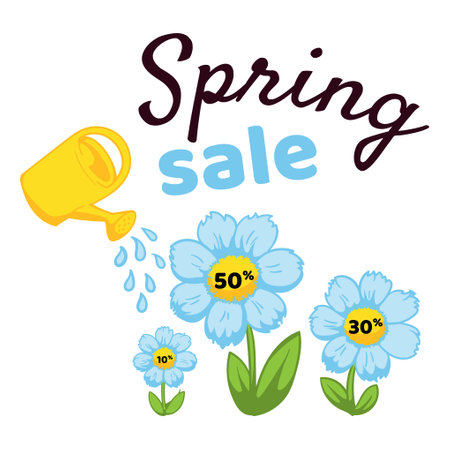 Spring sale. Illustration for discounts, offers, promotions. Template for banner, ad, store advertisingのイラスト素材