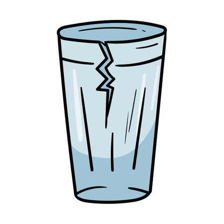 Broken glass. Glass. Garbage sorting. Bright vector illustration isolated on white background for sticker, print, posterのイラスト素材