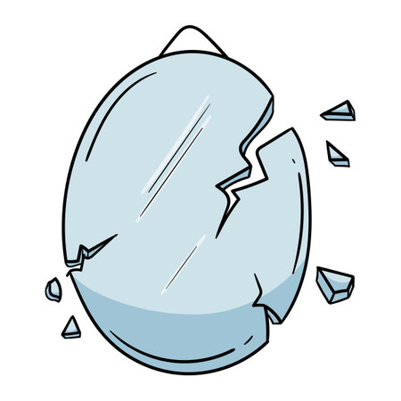 Broken mirror. Glass. Garbage sorting. Bright vector illustration isolated on white background for sticker, print, posterのイラスト素材