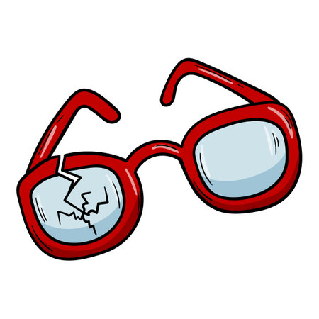 Broken glasses. Glass. Garbage sorting. Bright vector illustration isolated on white background for sticker, print, posterのイラスト素材