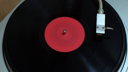 Turntable head-on motion-blurred of vinyl record