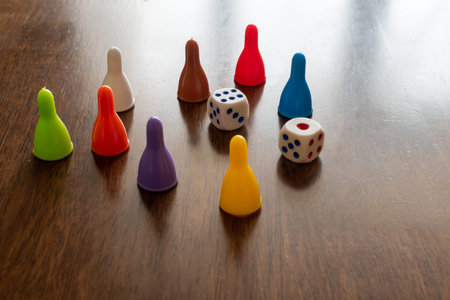 Cubes for dice close-up on blurred table background
