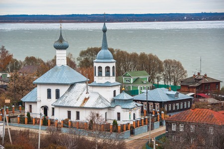 Rostov, Russia. Image of ancient Rostov city, view from the top. Beautiful house and chapel.の写真素材
