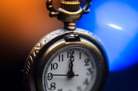 New year clock on abstract color background