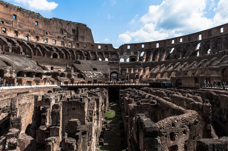 View to the amphitheater inside of Colosseum in Romeの写真素材