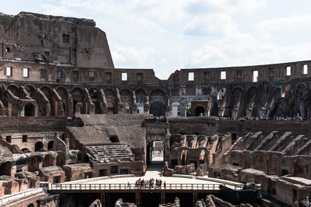View to the amphitheater inside of Colosseum in Romeの写真素材