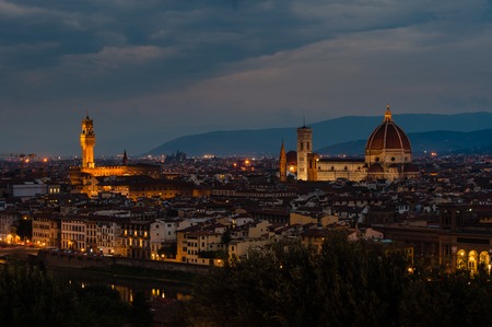 Night panorama of Florence, Italy. Beautiful viewの写真素材