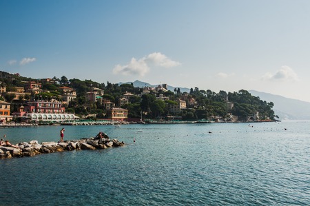 Portofino village on Ligurian coast in Italyの写真素材