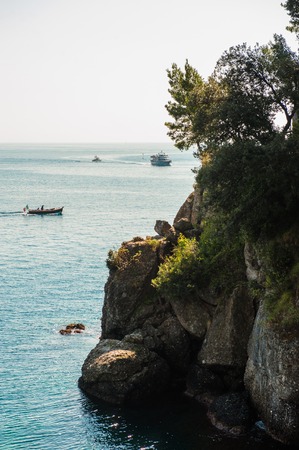 Portofino village on Ligurian coast in Italyの写真素材