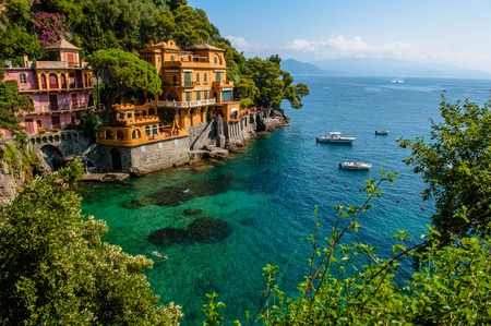 Portofino village on Ligurian coast in Italyの写真素材